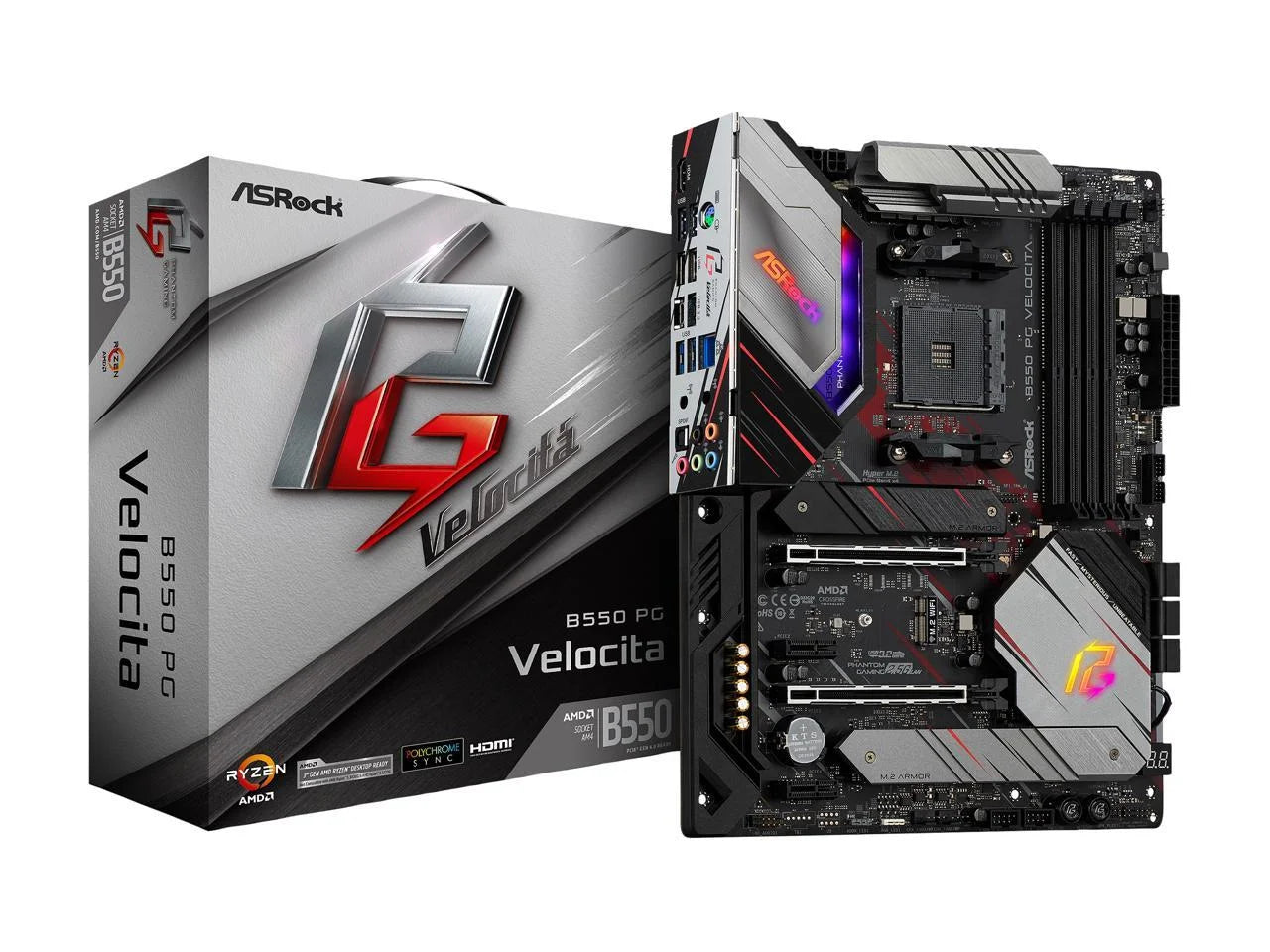 Phantom Gaming B550 PG VELOCITA AM4 AMD B550 SATA 6Gb/S ATX AMD Motherboard