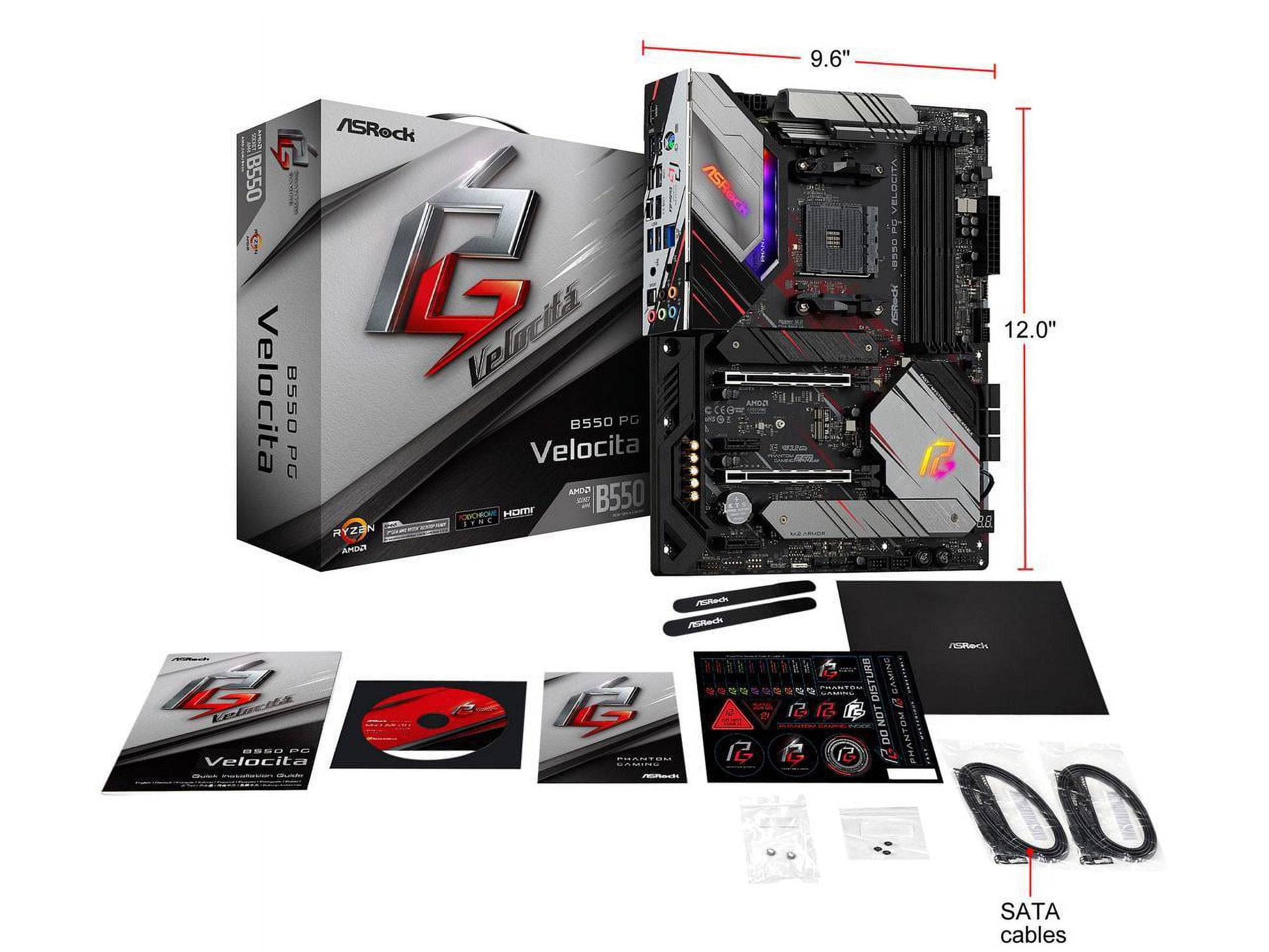 Phantom Gaming B550 PG VELOCITA AM4 AMD B550 SATA 6Gb/S ATX AMD Motherboard